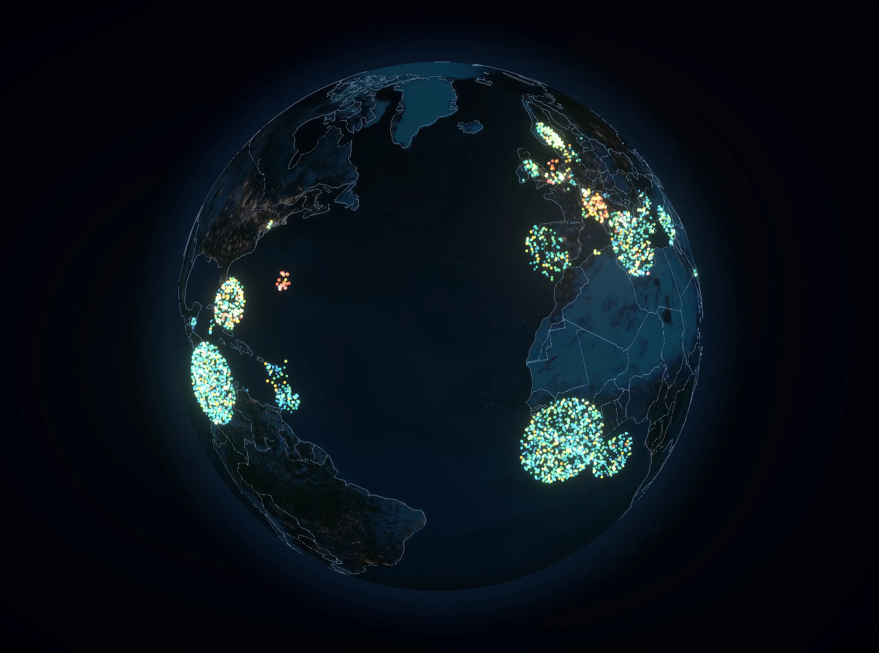 Seafloor globe visualization showing EU shipping emissions